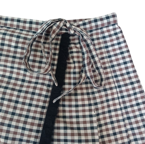 NWT Anna Sui Plaid Wrap Skirt Brown M - Picture 8 of 12